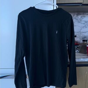 All Saints Black Long Sleeve Tee Classic Crew